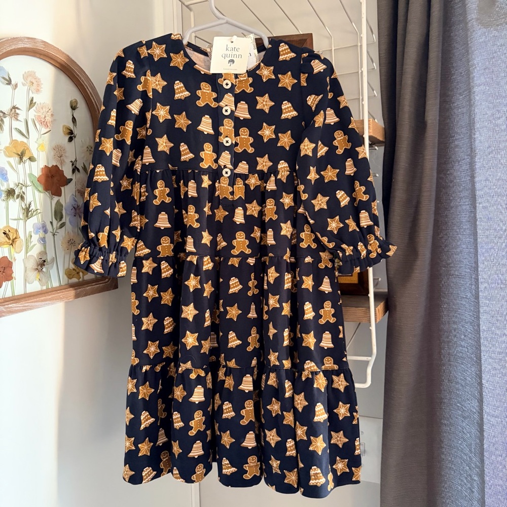 NWT Kate Quinn Gingerbread Print Prairie Dress 2t